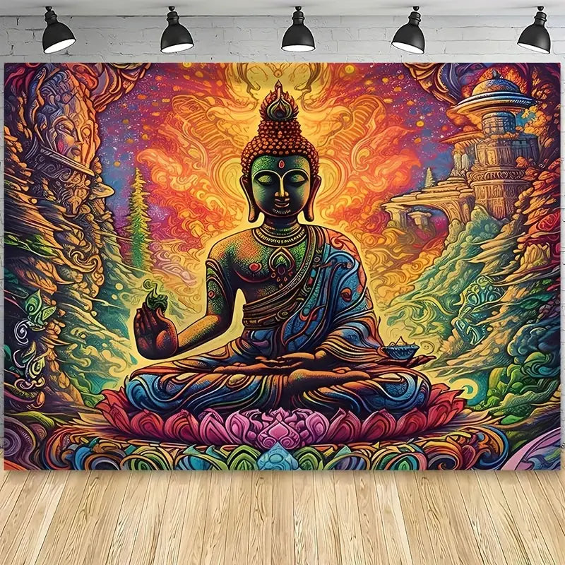 1pc Bodhisattva Print Tapestry, Polyester Tapestry, Wall Hanging For Living Room Bedroom Office, Home Decor Room Decor Party Decor, With Free Installation Package