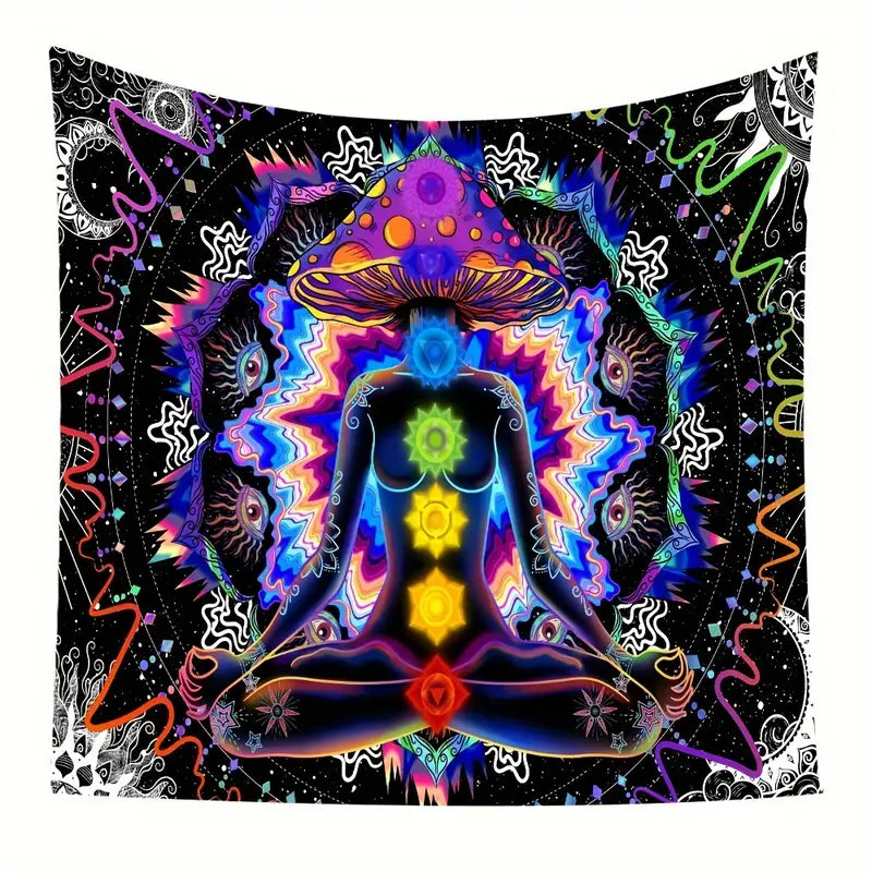 1pc Hippie-Inspired Colorful Seven Chakra Tapestry - Soft Peach Skin Wall Hanging For Bedroom, Living Room, Dorm Decor - Indoor Home Decoration