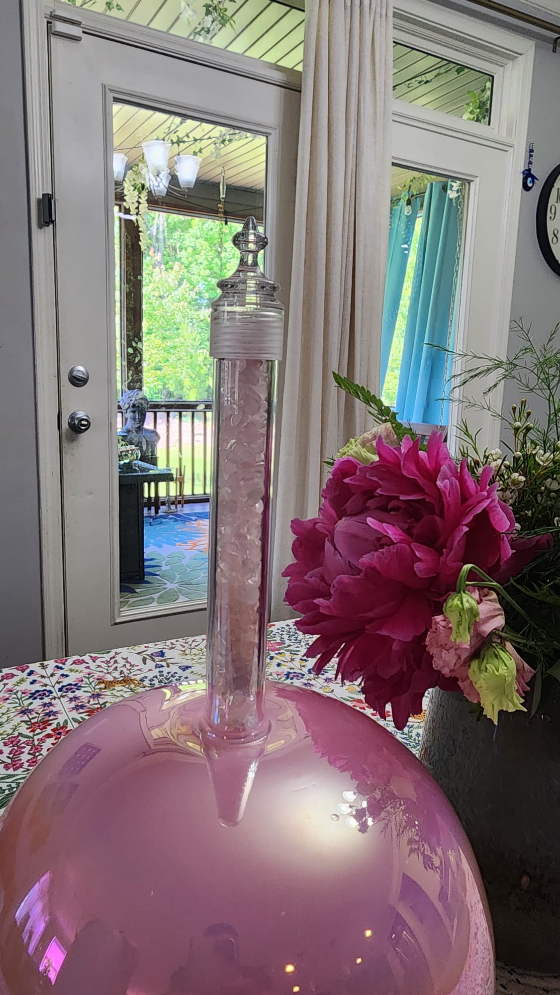 Grandfather 432Hz 8.75" C Note Root Chakra Pink Divine Light Sacred Handheld Singing Bowl with Pink Tourmaline Crystal, Padded Secure Case, and Striker