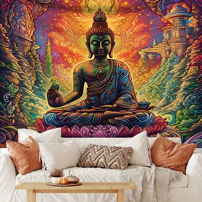 1pc Bodhisattva Print Tapestry, Polyester Tapestry, Wall Hanging For Living Room Bedroom Office, Home Decor Room Decor Party Decor, With Free Installation Package