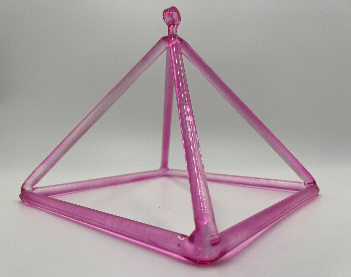 Rare 10" Light Color Rose Pink Crystal Singing Pyramid With Carrying CASE And Crystal Rubber Mallet Love, Compassion, and Emotional Balance