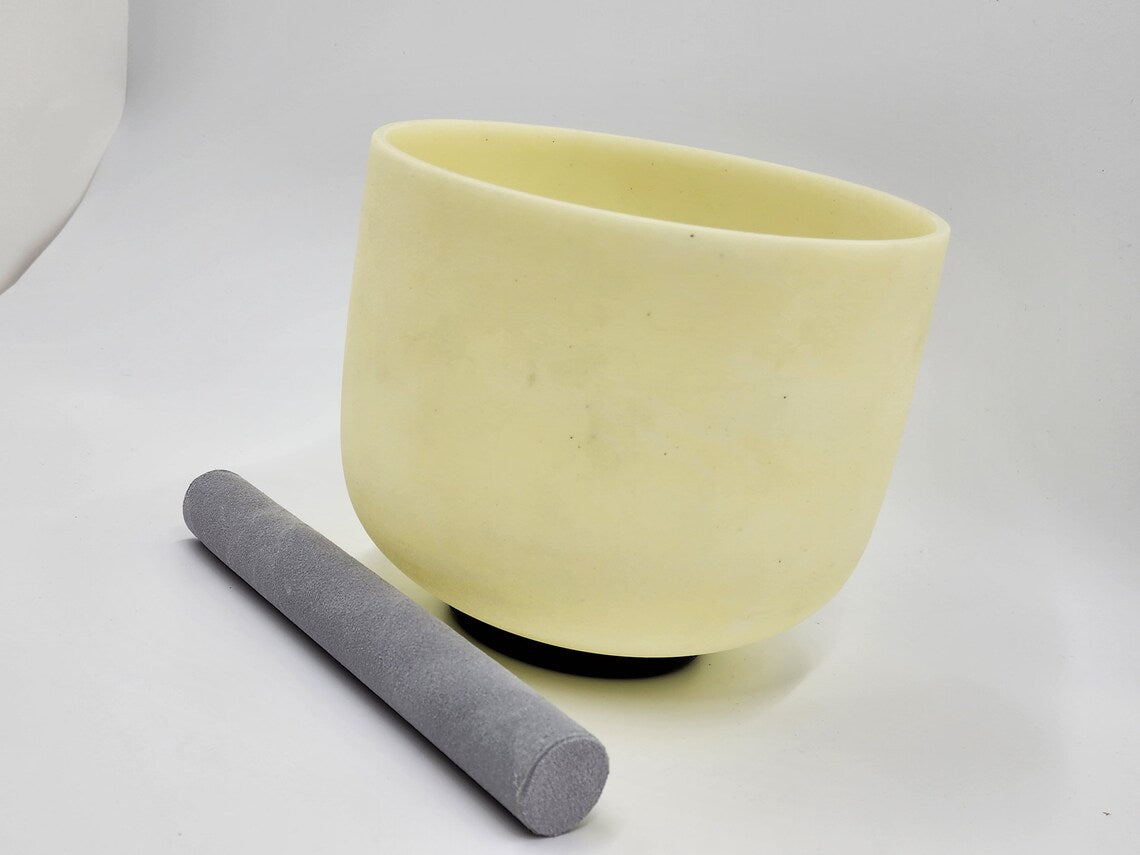 Rare 10"G Note Throat Chakra Citrine Crystal Singing Bowl with PADDED Travel Bag - Thecosmicaccess