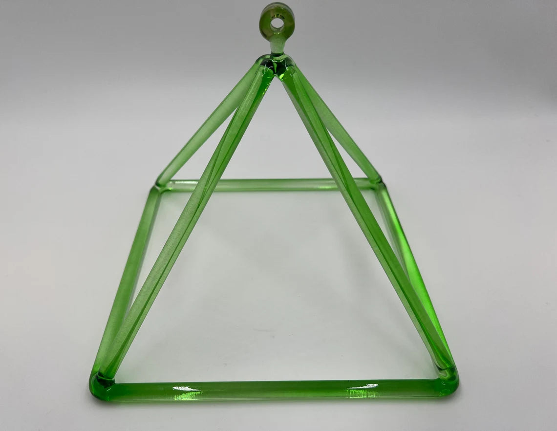 9 Inch Green Crystal Pyramid with Carrying Case and Striker - Perfect for Meditation and Healing - Thecosmicaccess