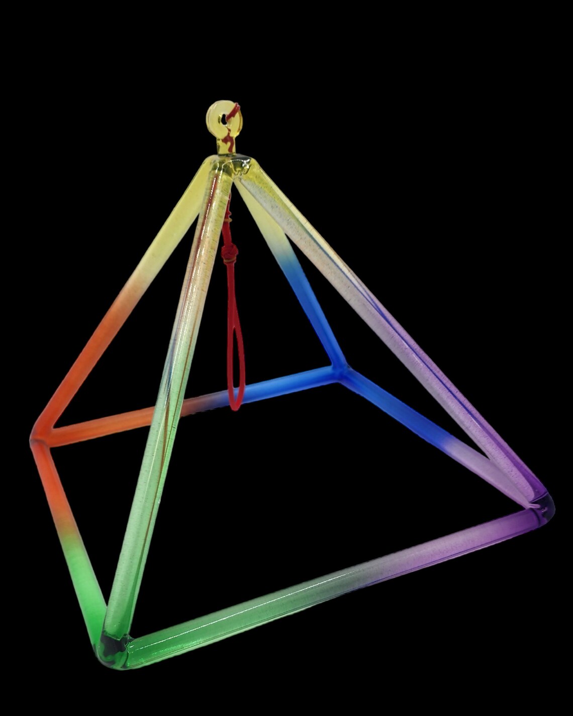 10" Rainbow Quartz Crystal Singing Pyramid Sound Healing Musical Instrument with Secure Travel Case and Suede Striker - Thecosmicaccess
