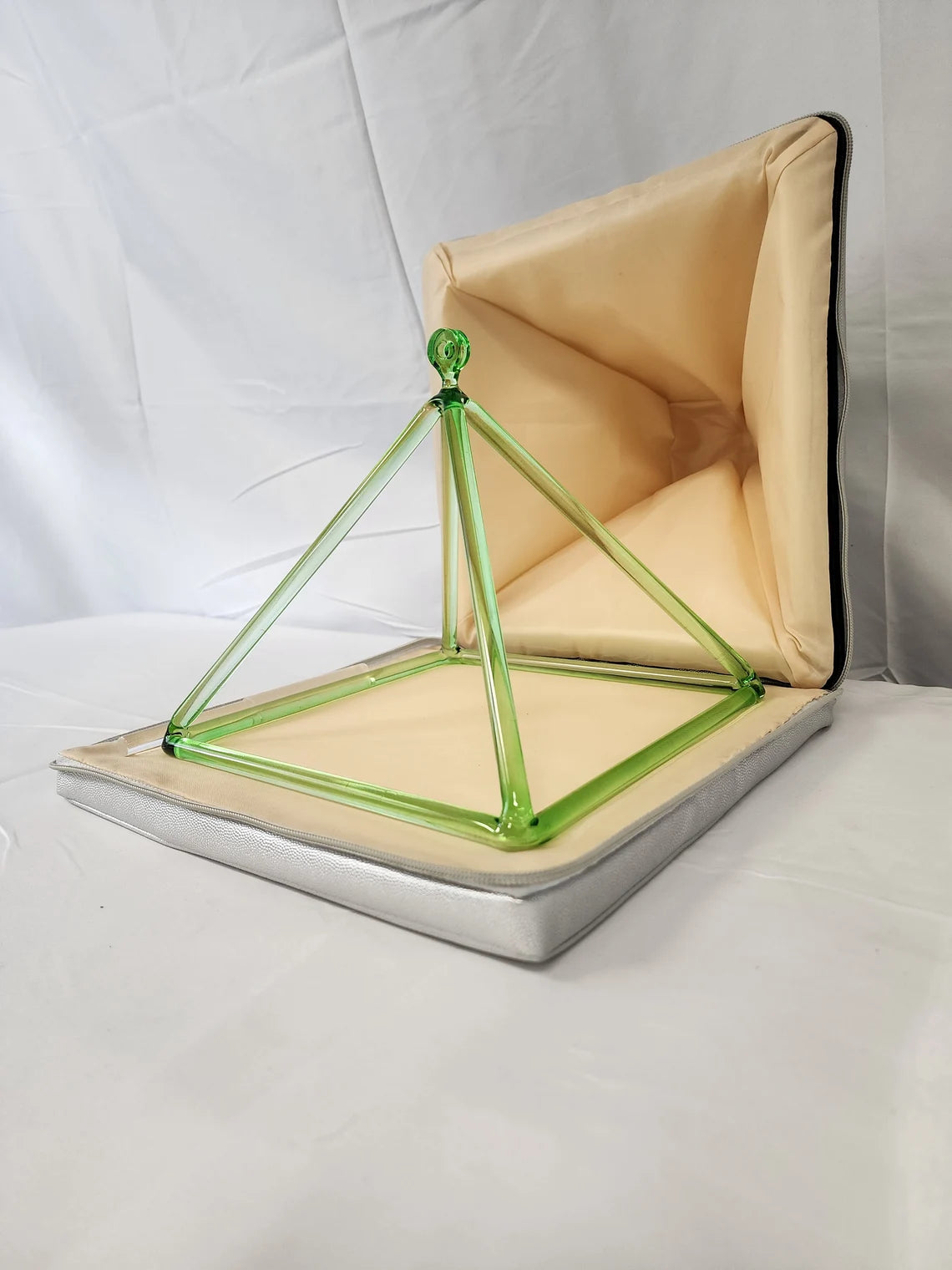 9 Inch Green Crystal Pyramid with Carrying Case and Striker - Perfect for Meditation and Healing - Thecosmicaccess