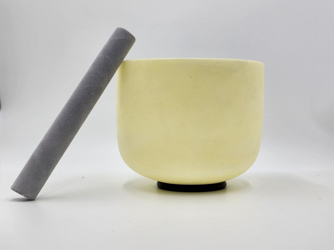 Rare 10"G Note Throat Chakra Citrine Crystal Singing Bowl with PADDED Travel Bag - Thecosmicaccess