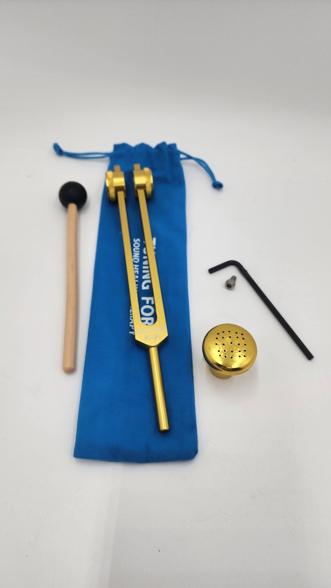 Gold Schumann Resonance Tuning Fork - 93.96 Hz - Sonic Slider with Mallet and Bag