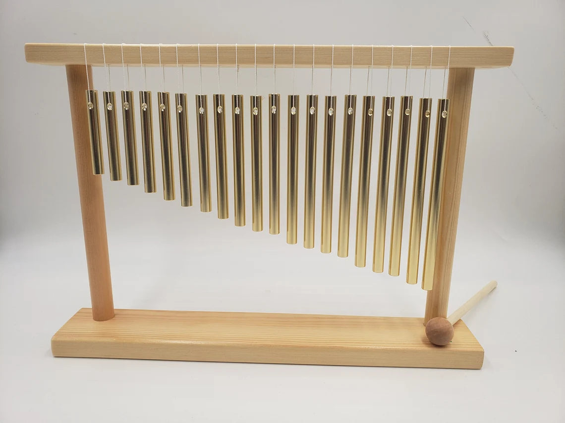 Gold Color 20/25 Note Table Top Bar Chime Wind Chime - Instrument Percussion - Clear Sound - Mallet Included - Thecosmicaccess