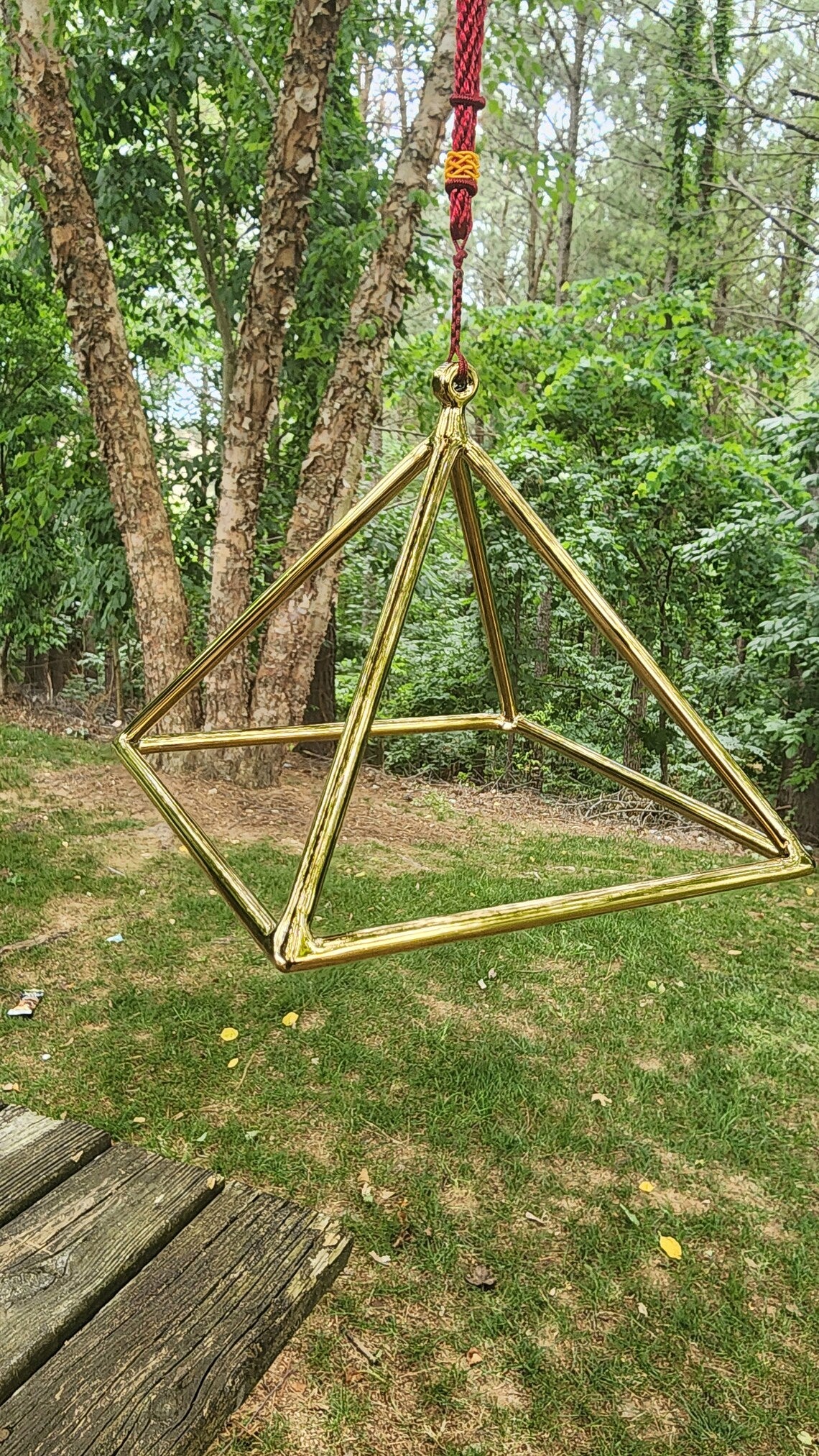 Rare Handcrafted Powerful Transformative 6 Inch Gold Titanium Crystal Singing Pyramid for Sound Healing and Meditation - Thecosmicaccess