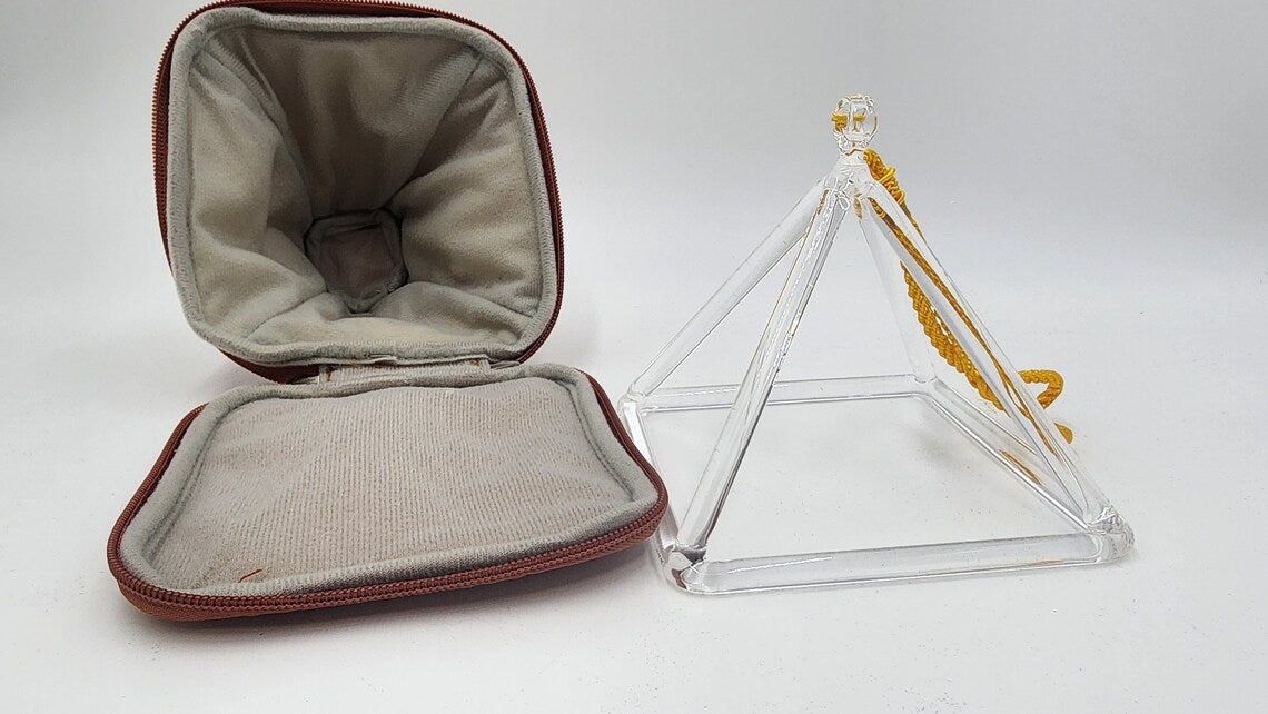 Crystal Singing Pyramid with Secured Padded Case - Beautiful Sound Vibrations for Meditation and Relaxation - Thecosmicaccess