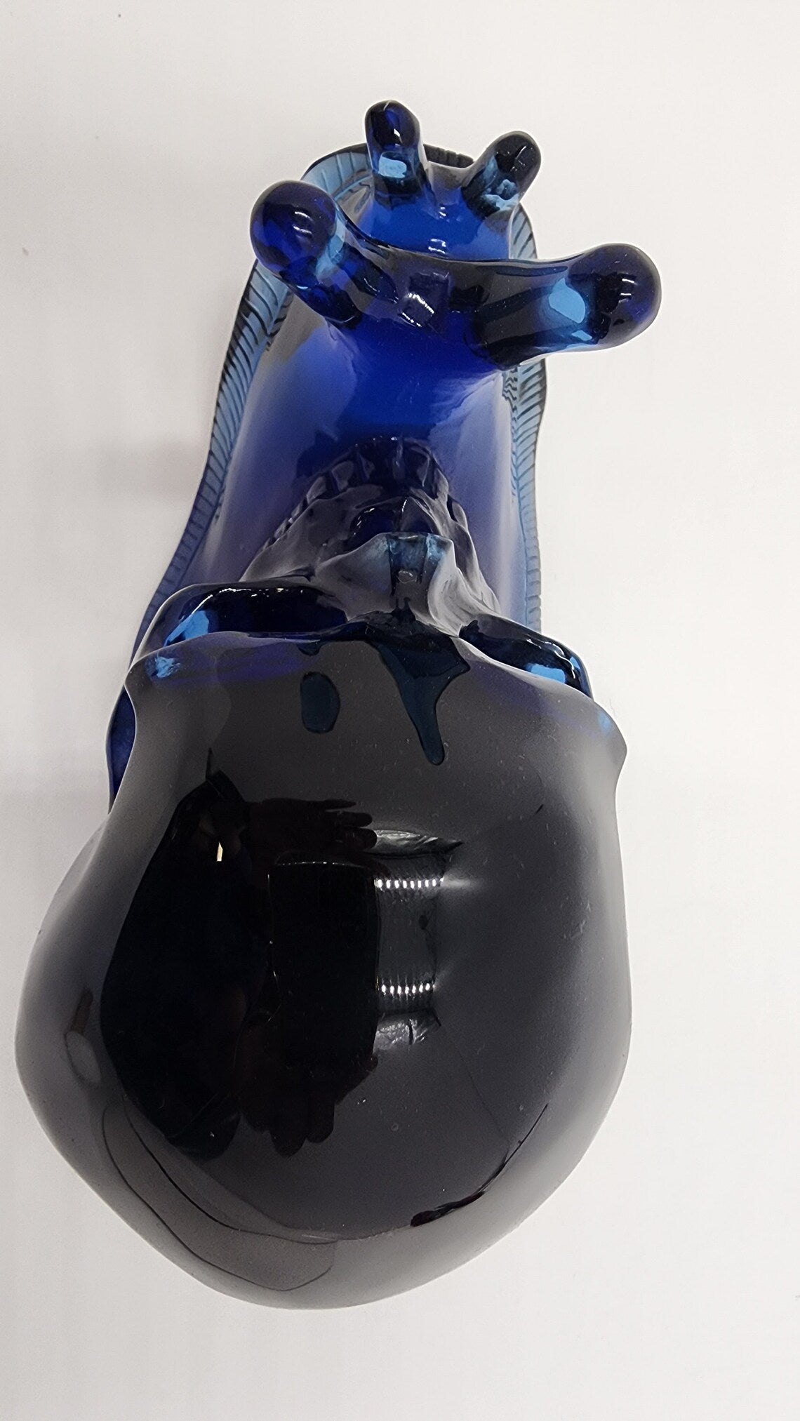7.5" Handcrafted Rare Carved Deep Blue Obsidian Crystal Skull & Snail for Healing - Throat Chakra - Home Decor Meditation Unique - Thecosmicaccess