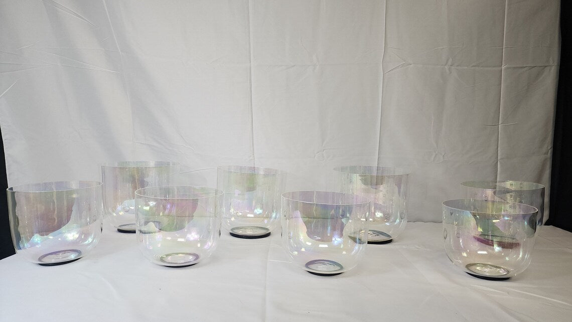 Perfect Pitch 432/440Hz Set of 8 Clear Cosmic Light Singing Bowl Set - Thecosmicaccess