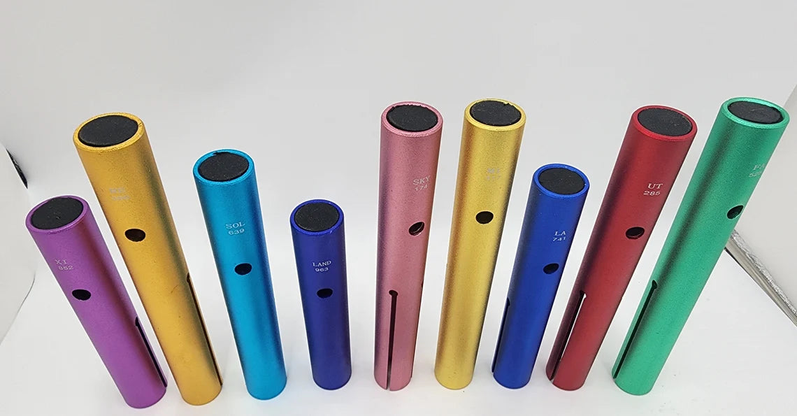 Solfeggio Tubes - Full Set of 9 or Individual Chakra Color Sound Frequencies Instruments for Vibration and Healing - Louder than Tuning Fork - Thecosmicaccess