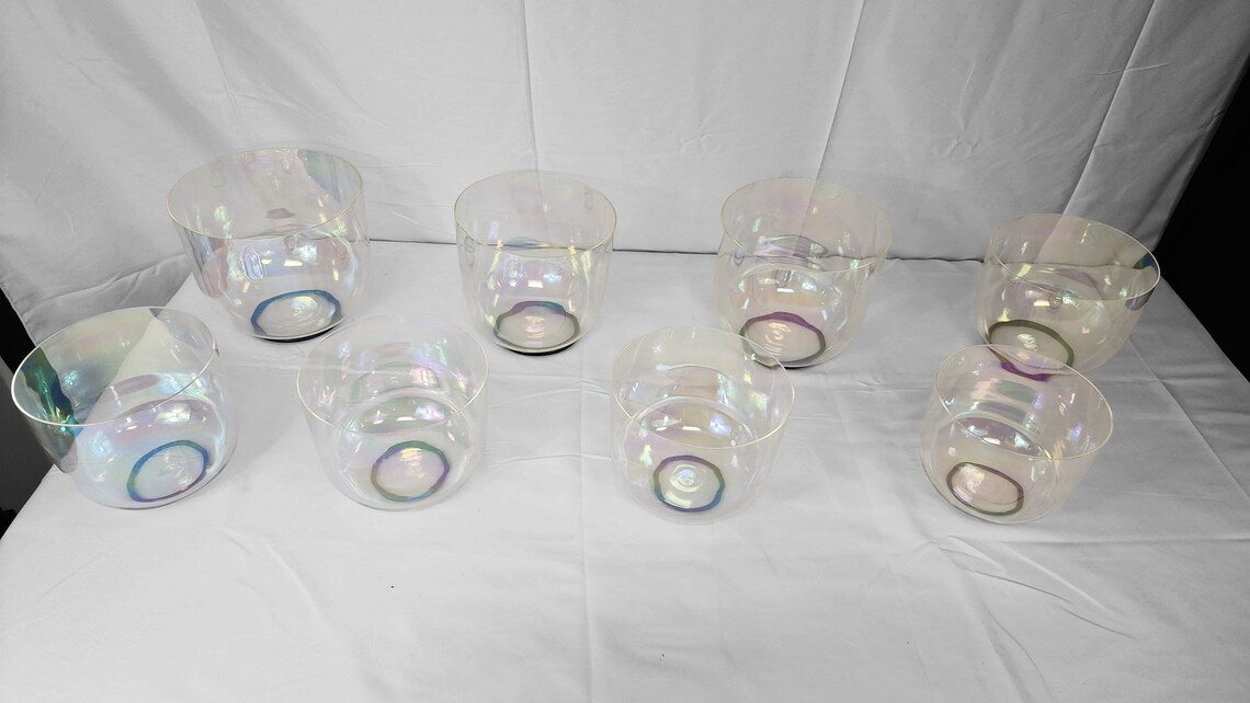 Perfect Pitch 432/440Hz Set of 8 Clear Cosmic Light Singing Bowl Set - Thecosmicaccess