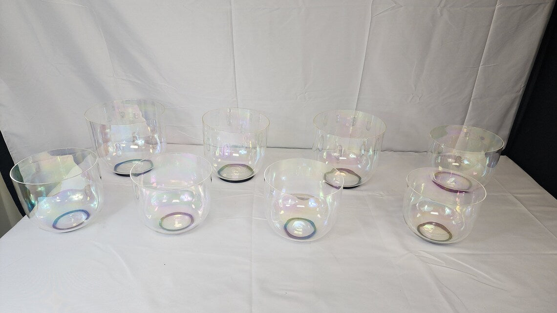 Perfect Pitch 432/440Hz Set of 8 Clear Cosmic Light Singing Bowl Set - Thecosmicaccess