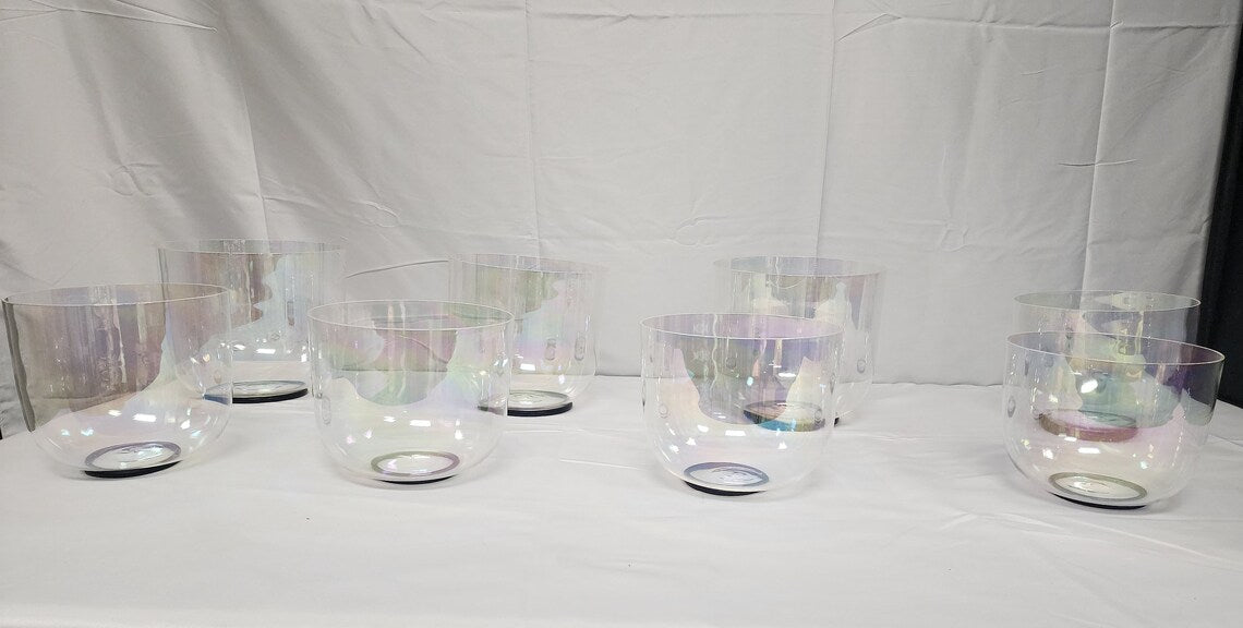 Perfect Pitch 432/440Hz Set of 8 Clear Cosmic Light Singing Bowl Set - Thecosmicaccess