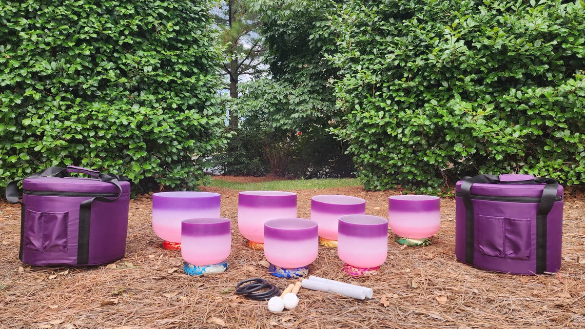 Enchanted Orchid 432Hz Perfect Pitch 3pc or 4pc Partial Set of High-Vibrational Singing Bowls Includes Case, Mallet, Suede Striker - Thecosmicaccess