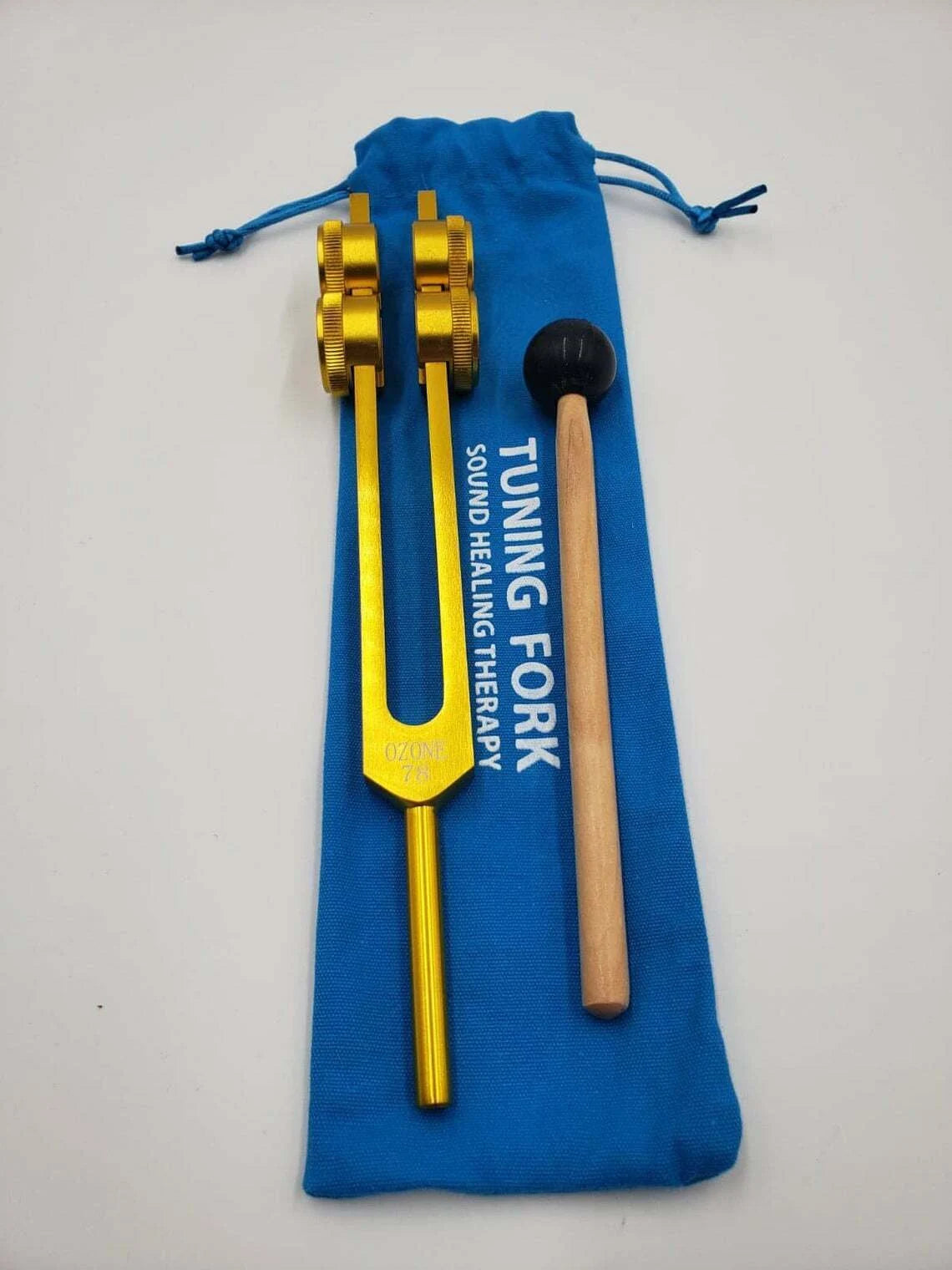 Ozone O3 78 Hz Weighted Gold Tuning Fork with Activator and Pouch - Thecosmicaccess