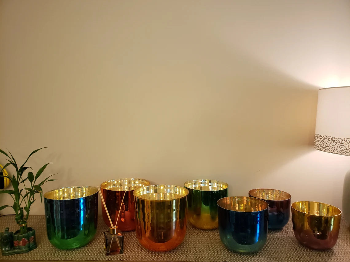 432 Hz Perfect Pitch 7Pc Alchemy singing bowls with 5 Suede Mallets - Harmony's Symphony - Thecosmicaccess