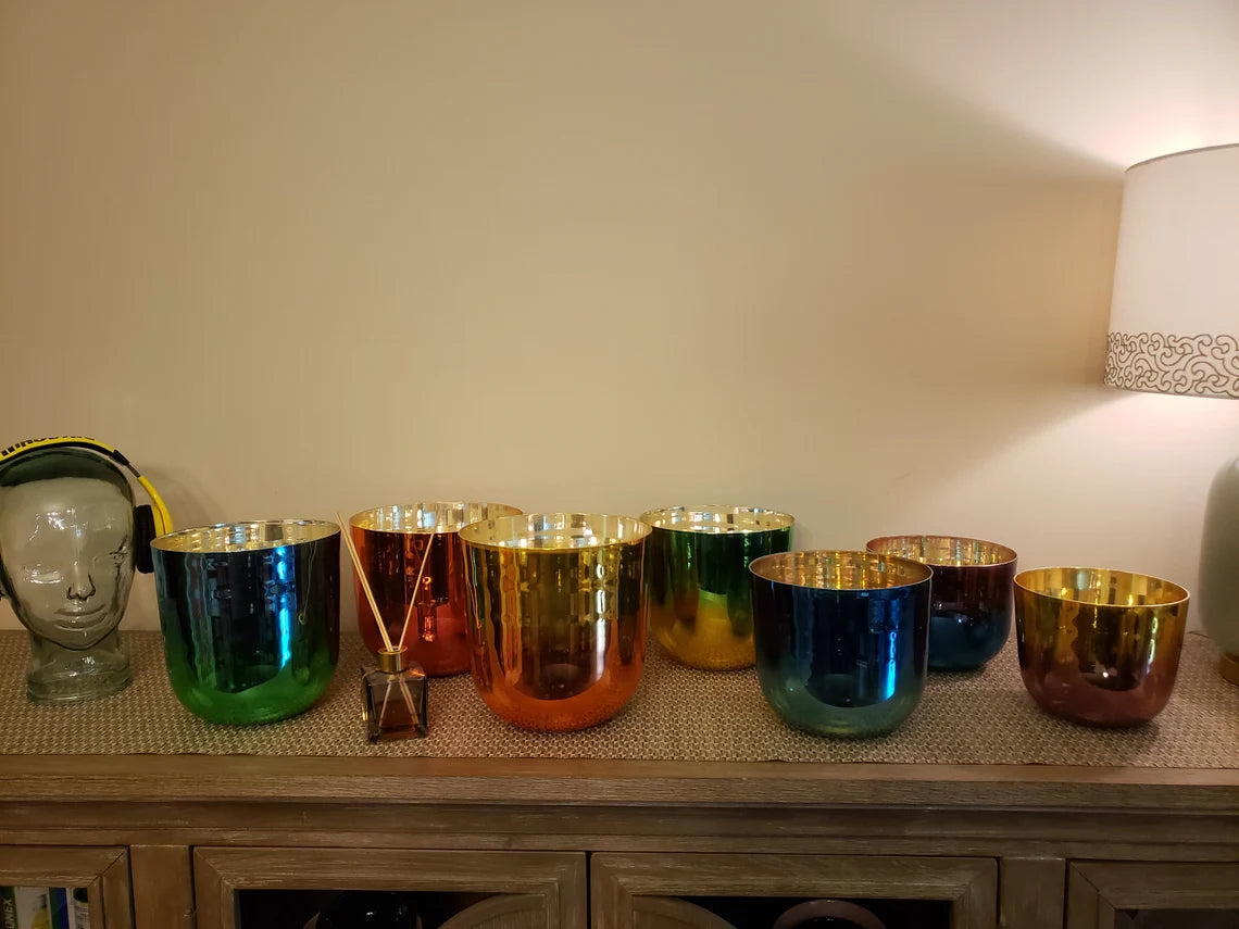 432 Hz Perfect Pitch 7Pc Alchemy singing bowls with 5 Suede Mallets - Harmony's Symphony - Thecosmicaccess