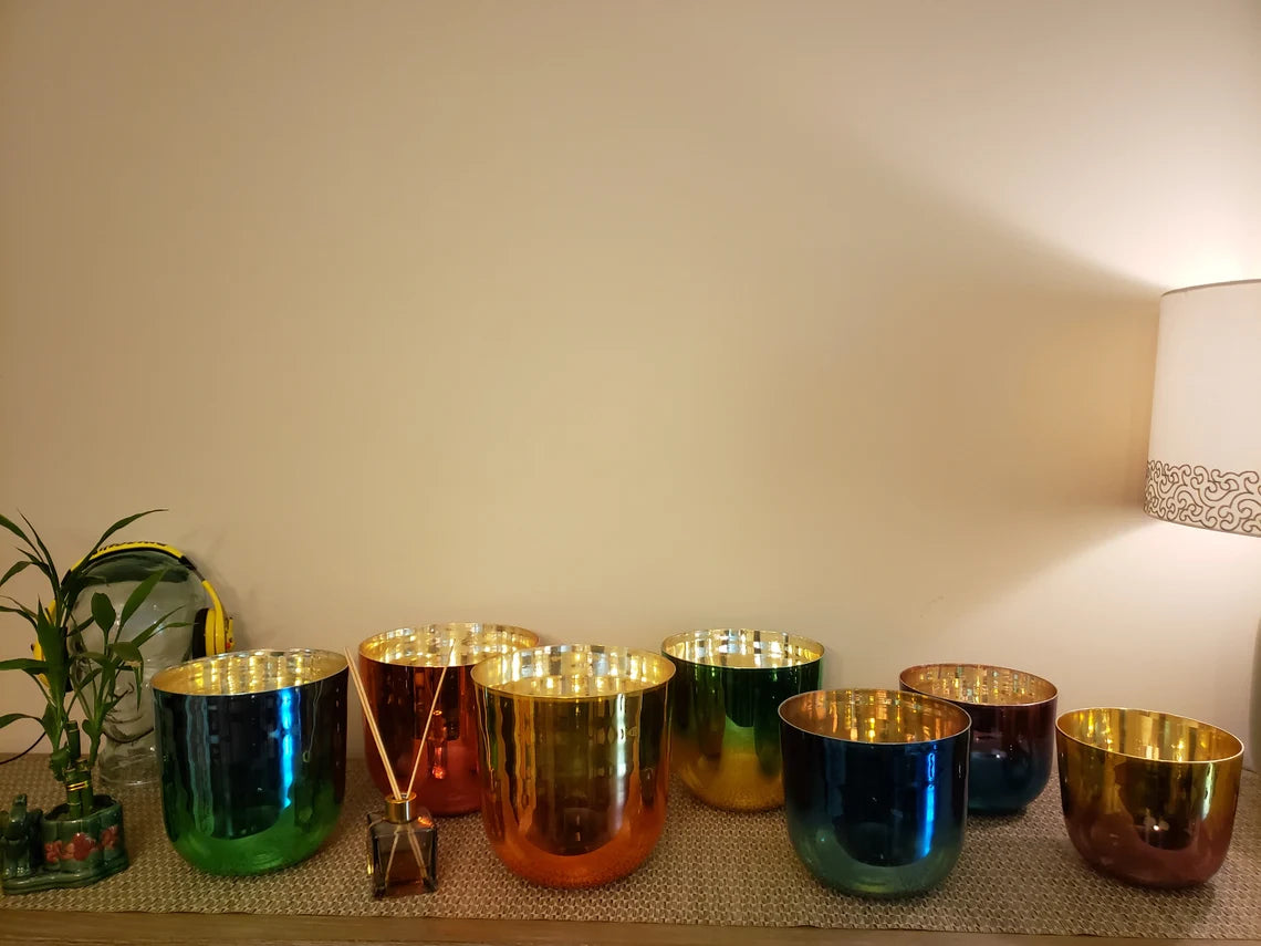 432 Hz Perfect Pitch 7Pc Alchemy singing bowls with 5 Suede Mallets - Harmony's Symphony - Thecosmicaccess