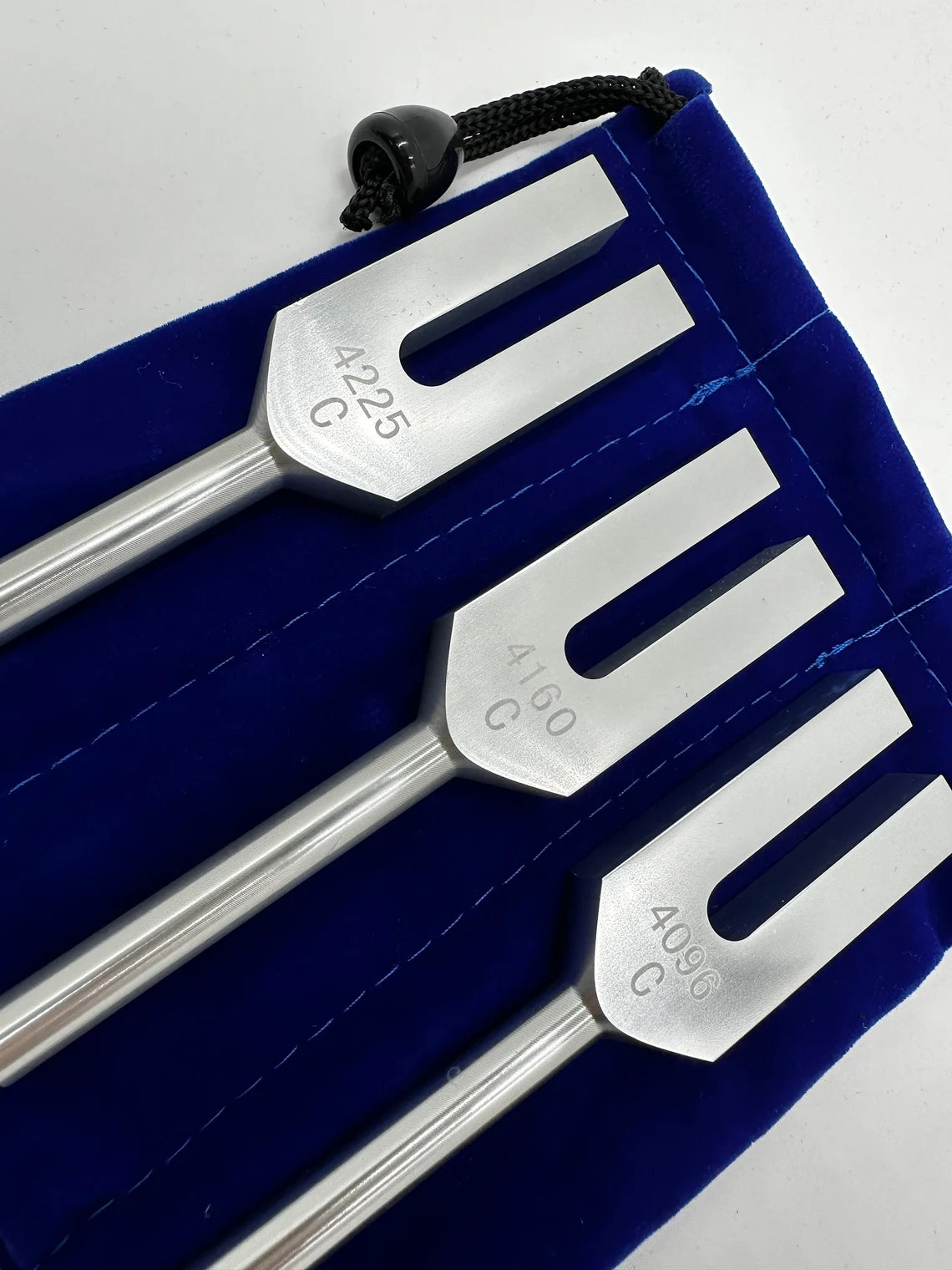 Silver Serenade: Celestial Harmony Angel Tuning Fork Set - Healing Sound Therapy with 4096, 4160, and 4225 Hz Tuners, Mallet, and Pouch - Thecosmicaccess