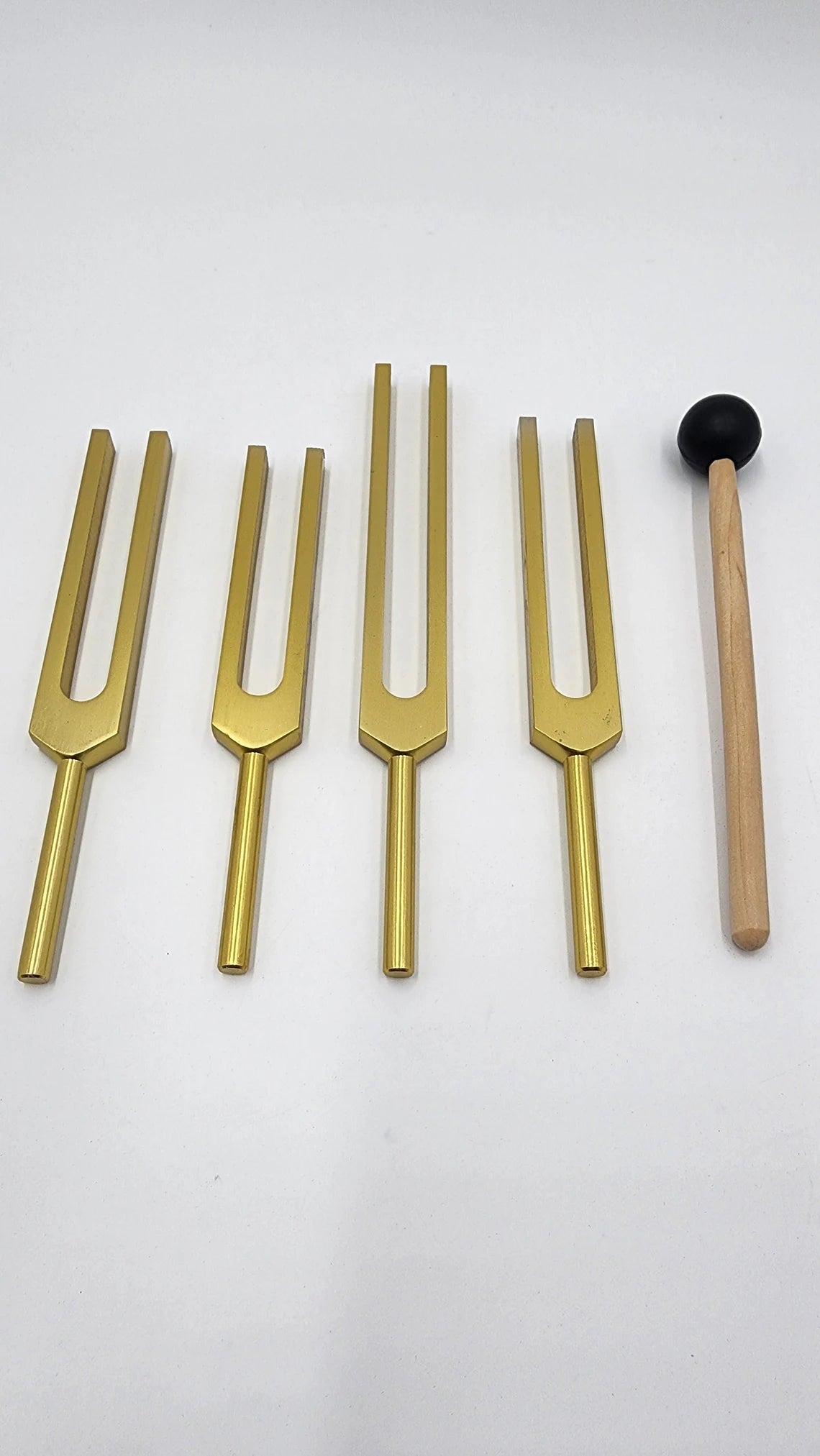 Unweighted Gold Color Lemurian Tuning Fork Set with Striker and Velvet Bag - Transformative Sound Healing - Thecosmicaccess
