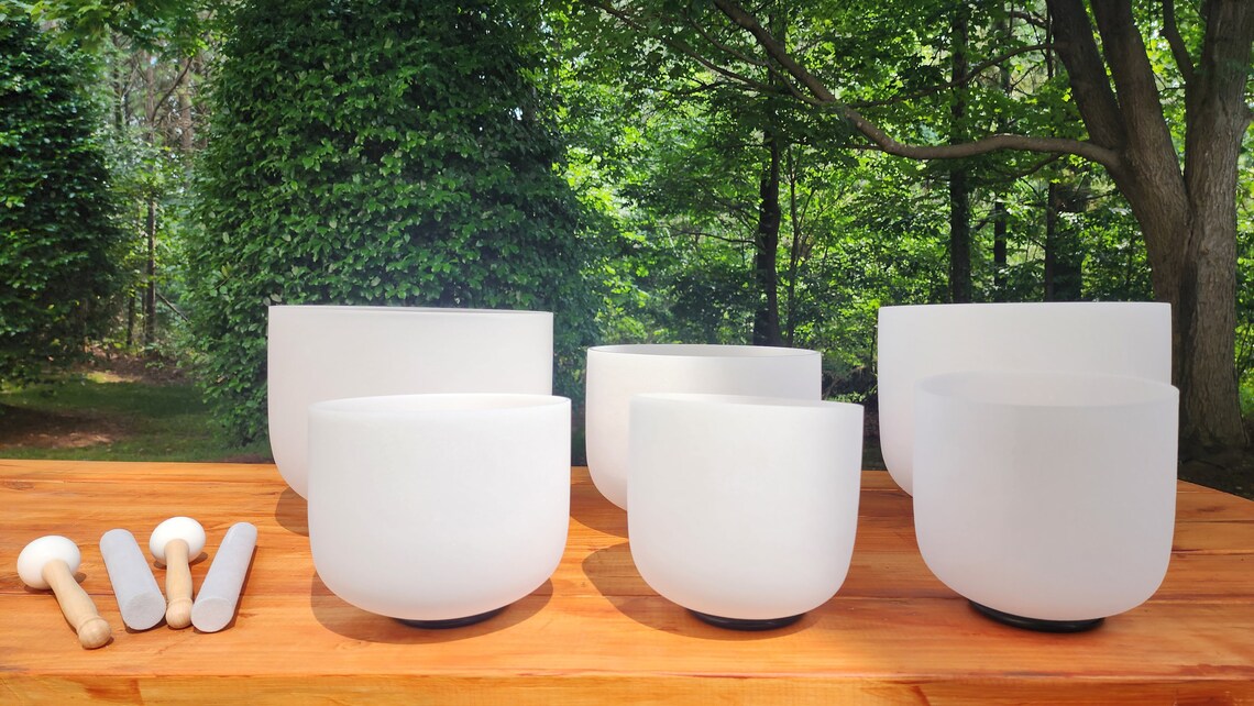 432Hz Perfect Pitch 8-16 Inch Quartz Crystal Singing Bowl 7pc Set - Thecosmicaccess