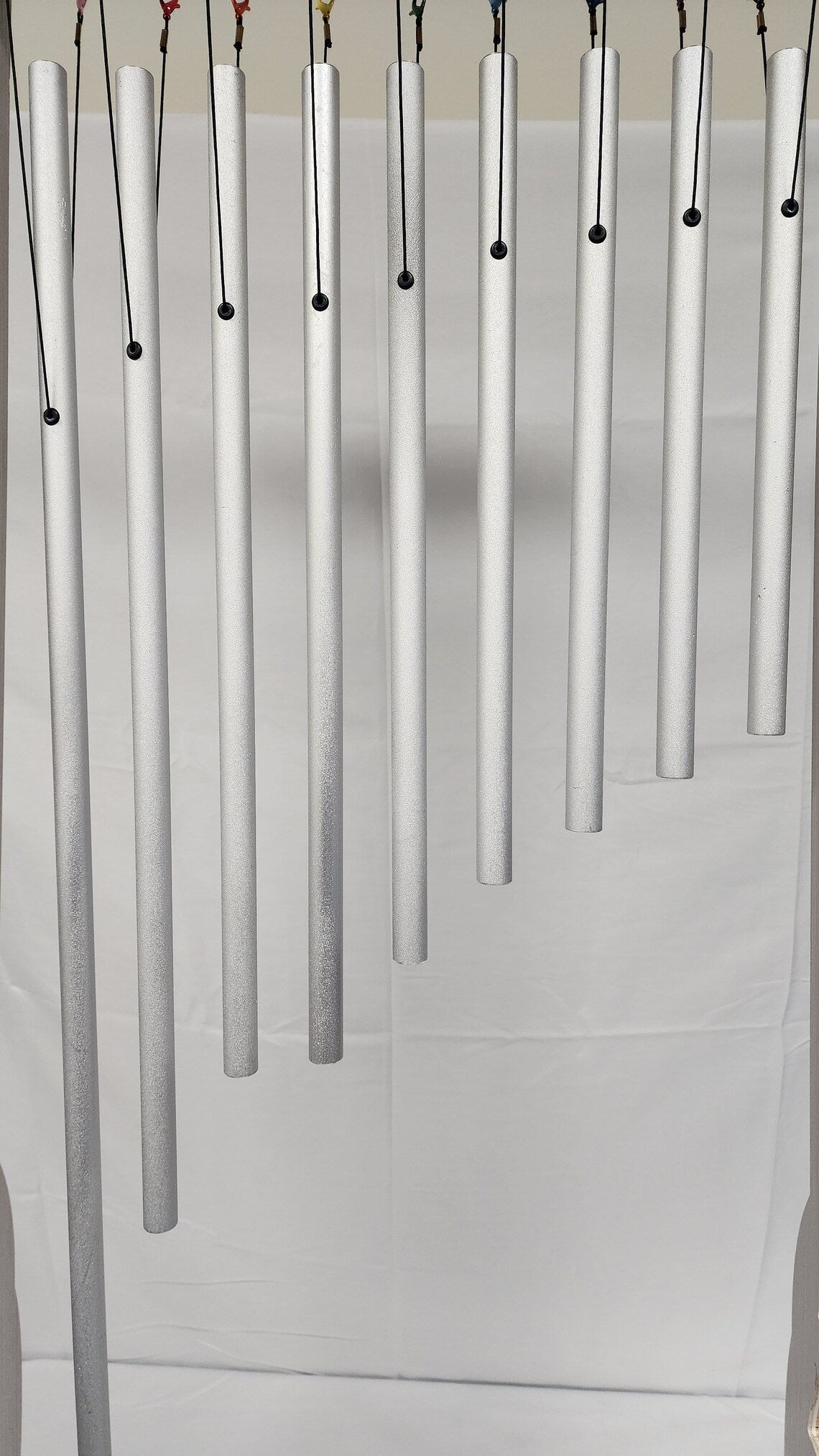 9 Silver Color Solfeggio Healing Tuned Pipes Louder Than Tuning Fork with Wood Stand 9 Mallets and Individual Hand Held Wood Sticks - Thecosmicaccess