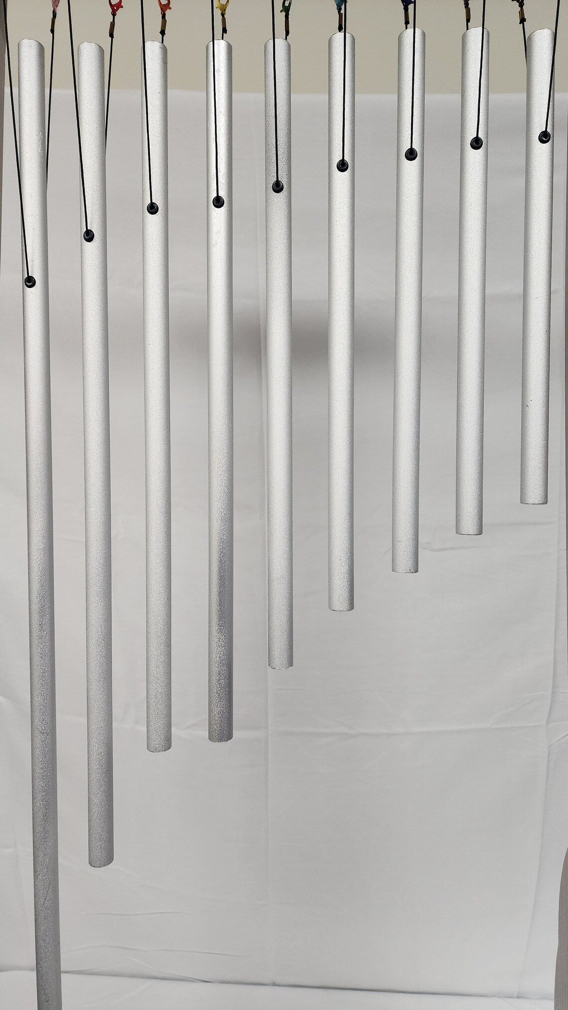 9 Silver Color Solfeggio Healing Tuned Pipes Louder Than Tuning Fork with Wood Stand 9 Mallets and Individual Hand Held Wood Sticks - Thecosmicaccess
