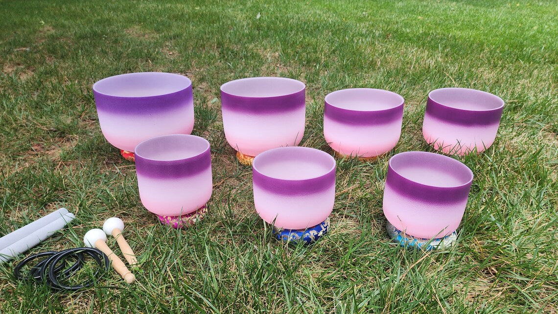 Enchanted Orchid 432 Hz Perfect Pitch Crystal singing bowl set - Thecosmicaccess