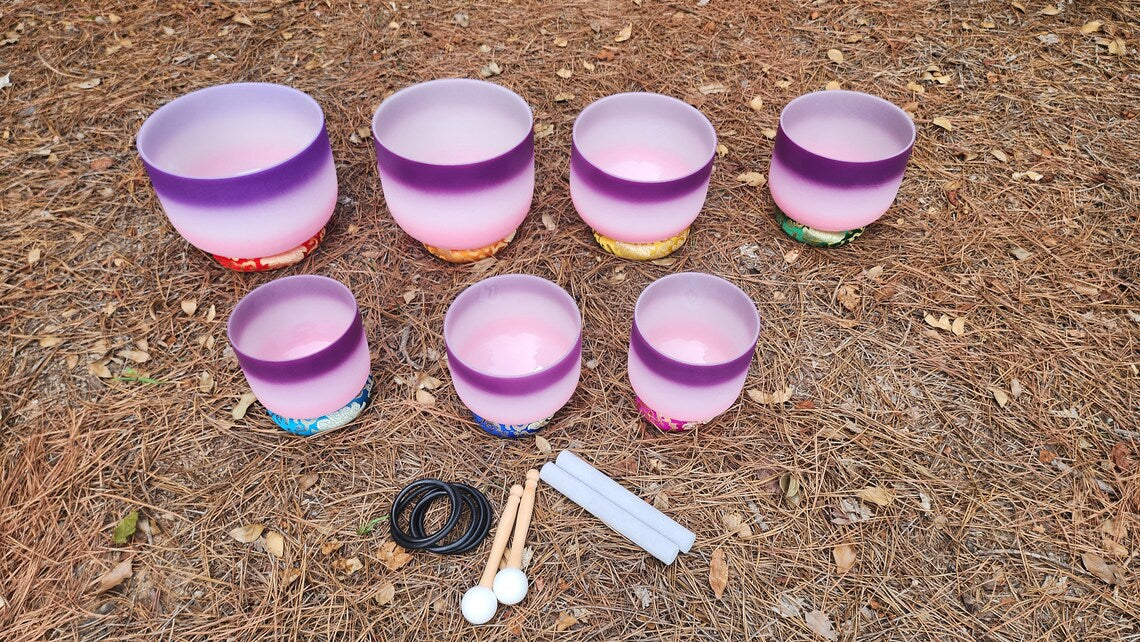 Enchanted Orchid 432 Hz Perfect Pitch Crystal singing bowl set - Thecosmicaccess