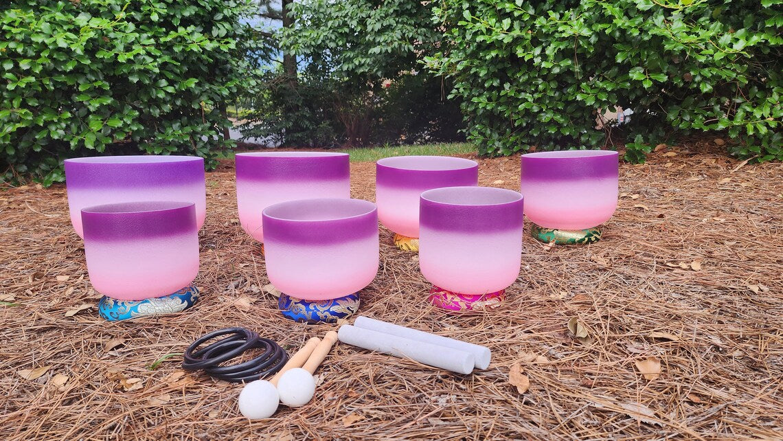 Enchanted Orchid 432 Hz Perfect Pitch Crystal singing bowl set - Thecosmicaccess