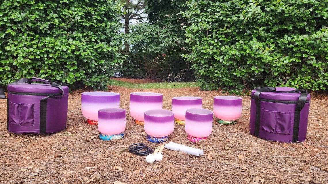 Enchanted Orchid 432 Hz Perfect Pitch Crystal singing bowl set - Thecosmicaccess