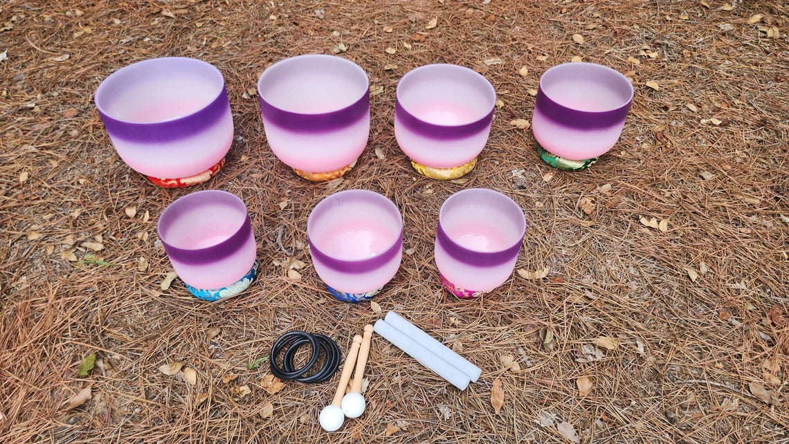 Enchanted Orchid 432Hz Perfect Pitch 3pc or 4pc Partial Set of High-Vibrational Singing Bowls Includes Case, Mallet, Suede Striker - Thecosmicaccess