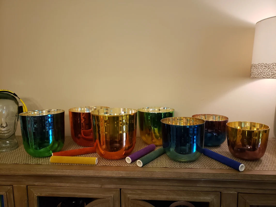 432 Hz Perfect Pitch 7Pc Alchemy singing bowls with 5 Suede Mallets - Harmony's Symphony - Thecosmicaccess