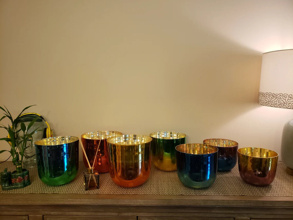 432 Hz Perfect Pitch 7Pc Alchemy singing bowls with 5 Suede Mallets - Harmony's Symphony - Thecosmicaccess