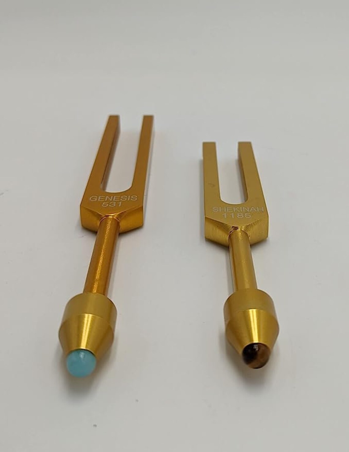 Shekinah 1185 Hz and Genesis 531 Hz Tuning Fork Set for Healing Meditation DNA Repair with Striker and Bag - Thecosmicaccess
