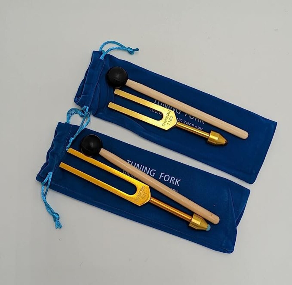 Shekinah 1185 Hz and Genesis 531 Hz Tuning Fork Set for Healing Meditation DNA Repair with Striker and Bag - Thecosmicaccess