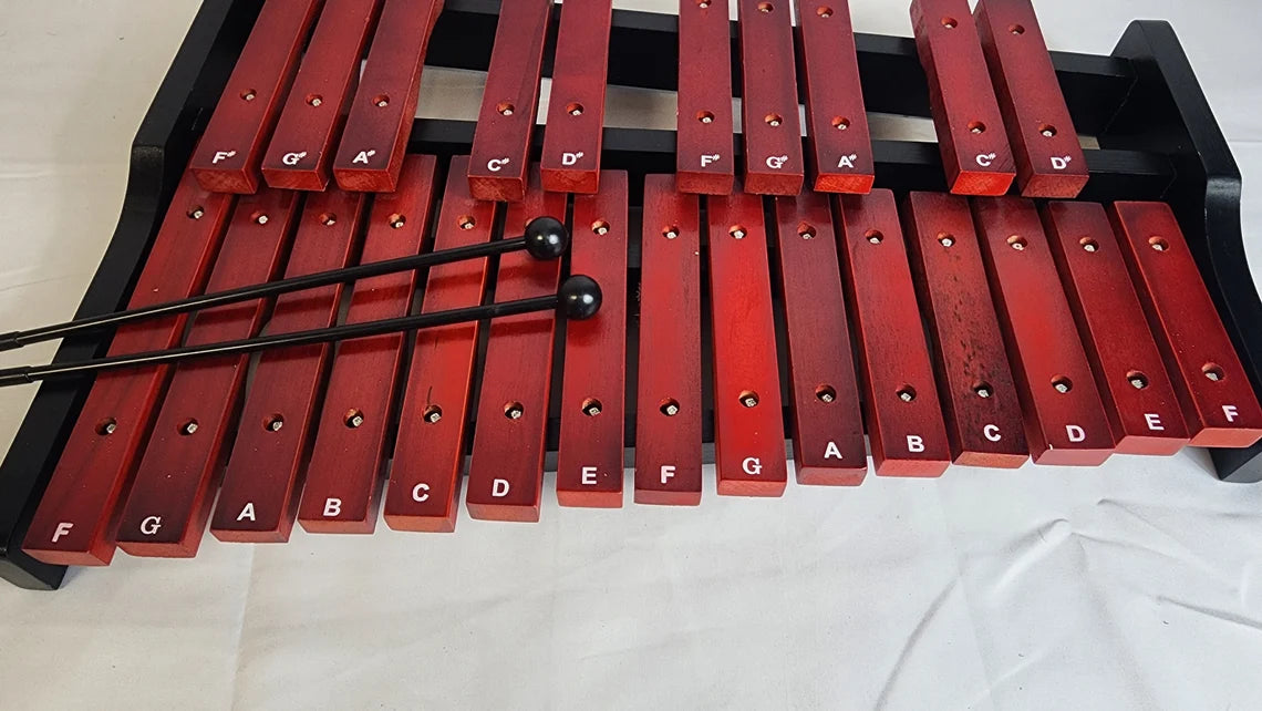 Portable Professional Rose Wood 25 Key Xylophone - Alto Wood Adult, Diatonic & Semitone Scales - With Secure Case - Thecosmicaccess