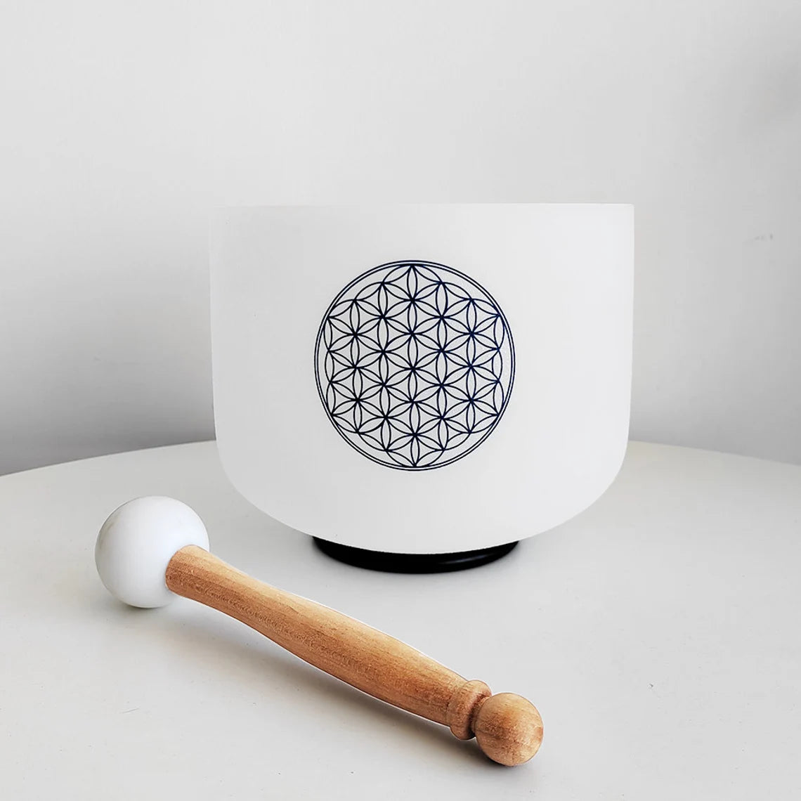 Perfect pitch 528hz Flower of Life 8" Crystal Singing Bowl with Padded CASE, Mallet, O ring and Solfeggio Tuning Forks - Thecosmicaccess