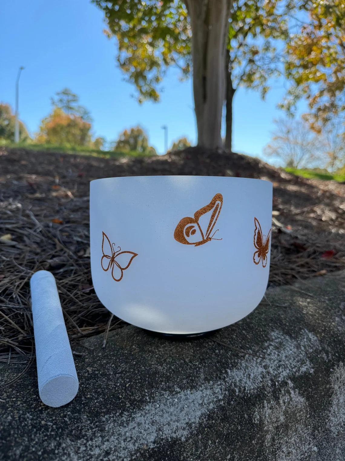 Perfect Pitch Hand-Designed 432Hz 8 Inch F Note Harmonious Heart Chakra Butterfly Quartz Crystal Singing Bowl with O ring and Striker - Thecosmicaccess