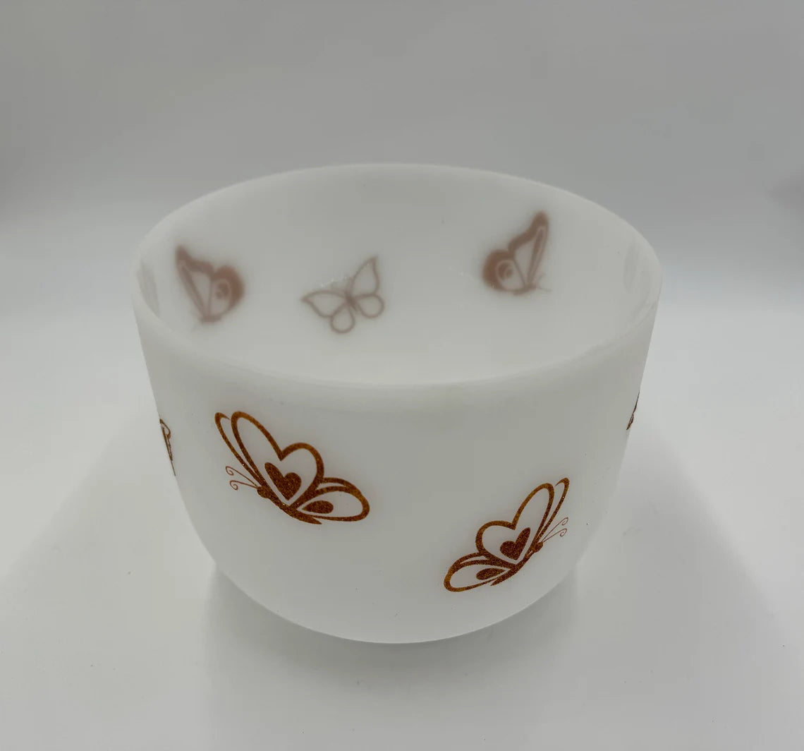 Perfect Pitch Hand-Designed 432Hz 8 Inch F Note Harmonious Heart Chakra Butterfly Quartz Crystal Singing Bowl with O ring and Striker - Thecosmicaccess