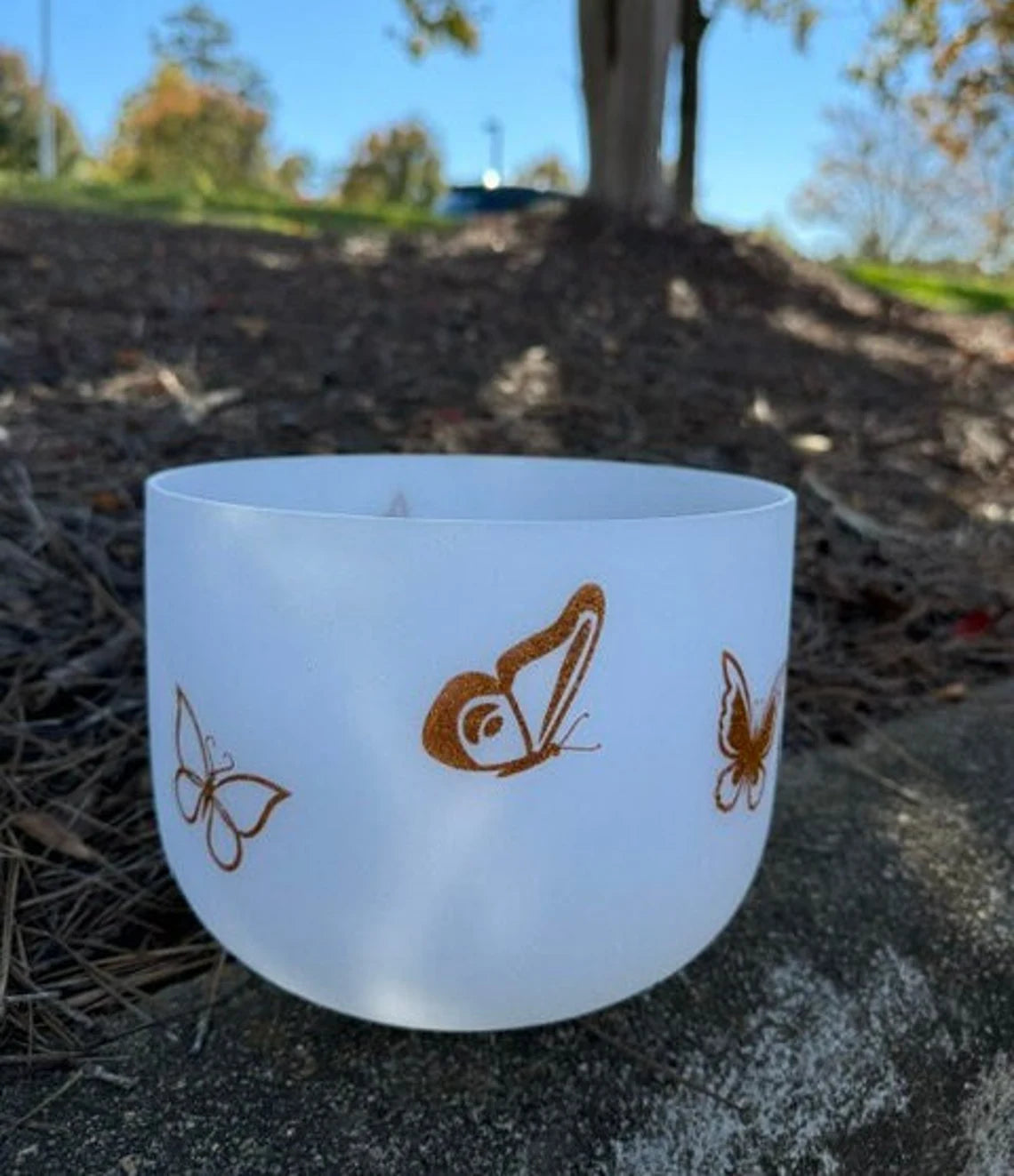 Perfect Pitch Hand-Designed 432Hz 8 Inch F Note Harmonious Heart Chakra Butterfly Quartz Crystal Singing Bowl with O ring and Striker - Thecosmicaccess