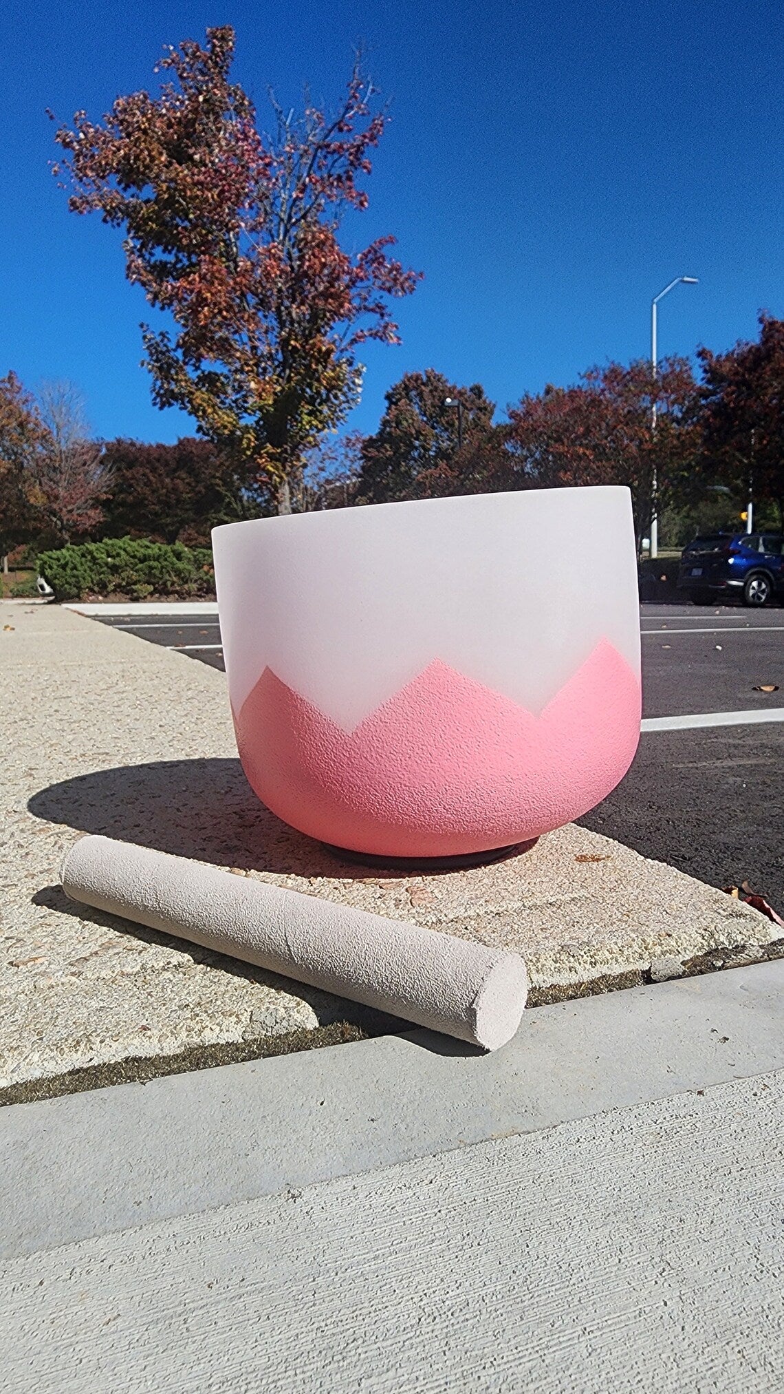 8" B Lotus Pattern Crown Chakra Quartz Crystal Singing Bowl, mallet and O ring - Thecosmicaccess