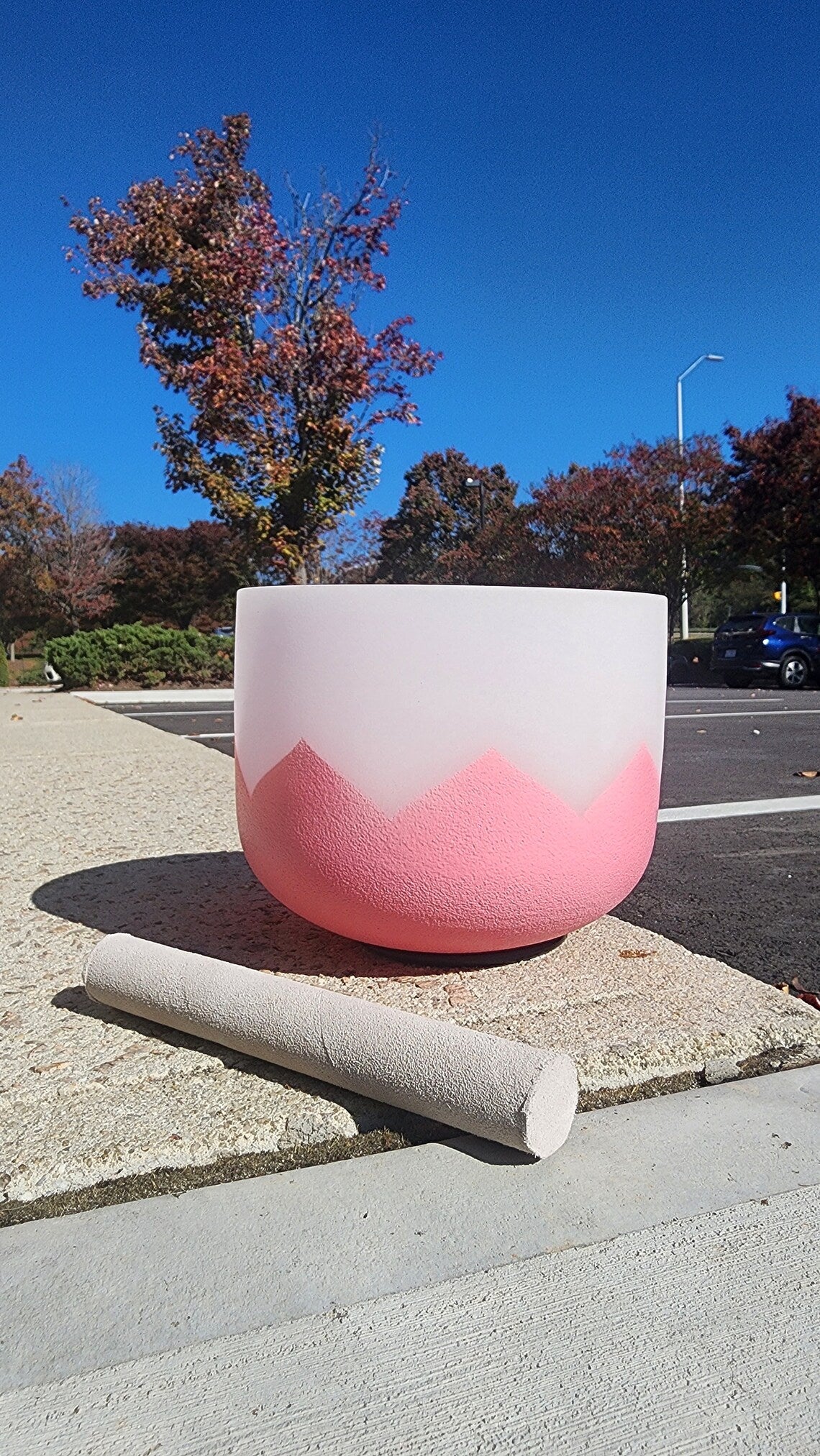 8" B Lotus Pattern Crown Chakra Quartz Crystal Singing Bowl, mallet and O ring - Thecosmicaccess