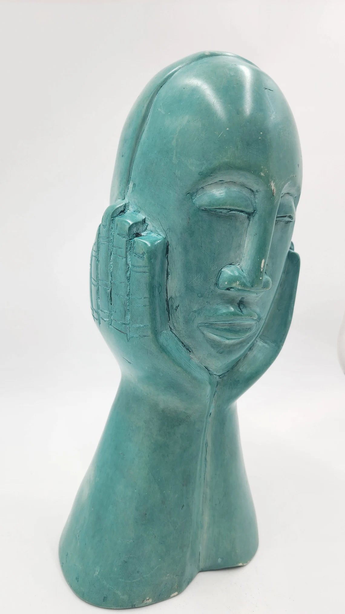 Rare Vintage Zimbabwe Artisan Hand-Carved African Green Soapstone Sculpture - Thecosmicaccess