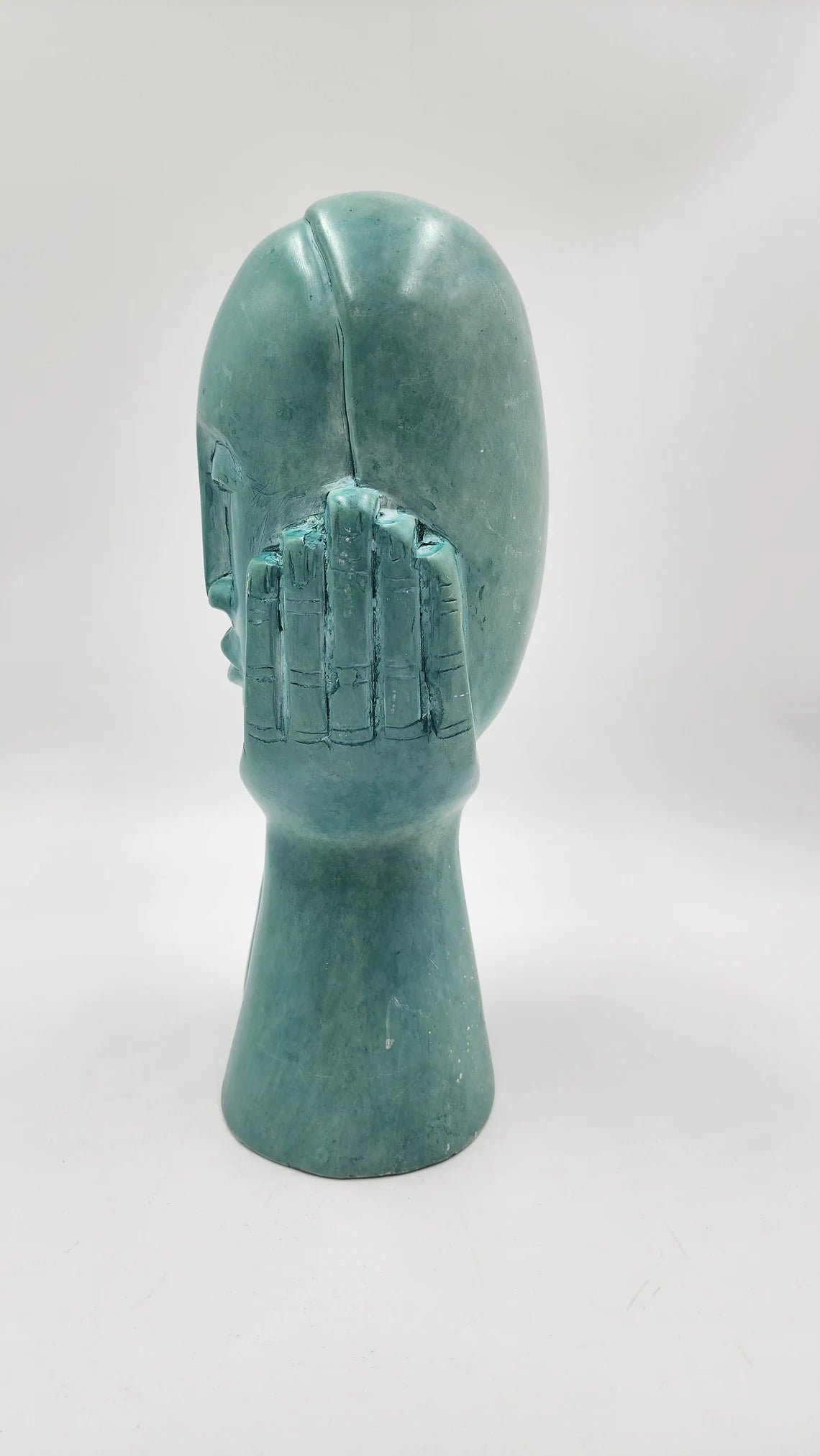 Rare Vintage Zimbabwe Artisan Hand-Carved African Green Soapstone Sculpture - Thecosmicaccess