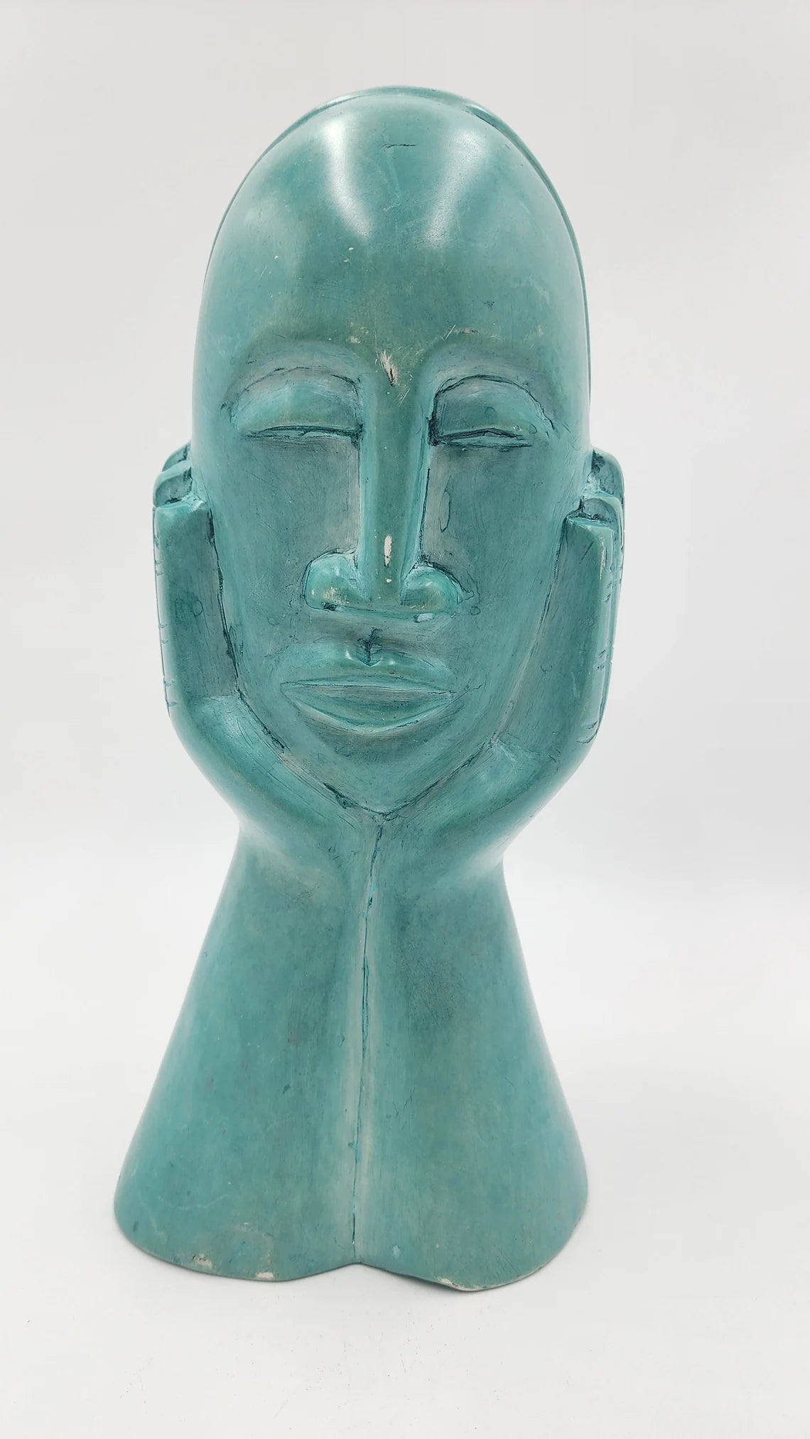 Rare Vintage Zimbabwe Artisan Hand-Carved African Green Soapstone Sculpture - Thecosmicaccess