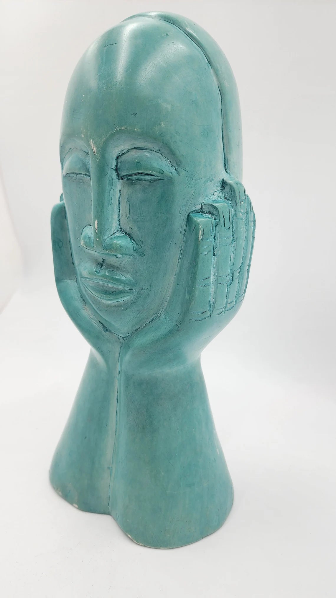 Rare Vintage Zimbabwe Artisan Hand-Carved African Green Soapstone Sculpture - Thecosmicaccess
